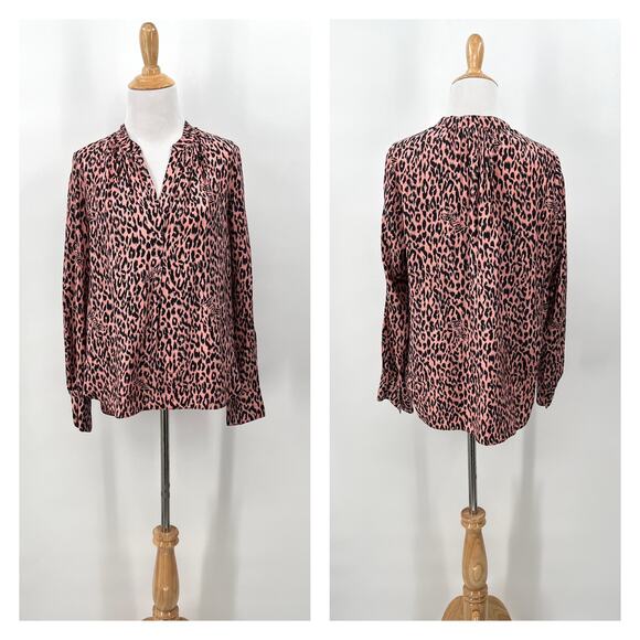 ZADIG AND VOLTAIRE Tink Squeleton Top Womens Small Pink Leopard Logo Long Sleeve - Picture 4 of 16